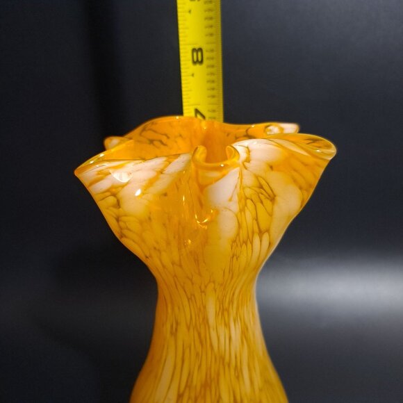 Handcrafted Yellow & White Art Glass Vase - Picture 7 of 10